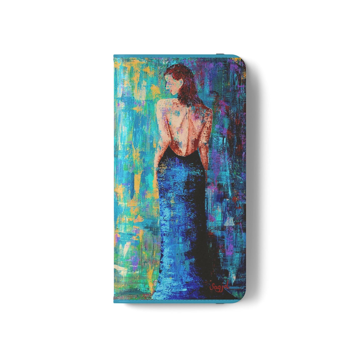 Phone Case - Flip style phone case - Wallet phone Case - Original Art phone case - Lady in Blue Art