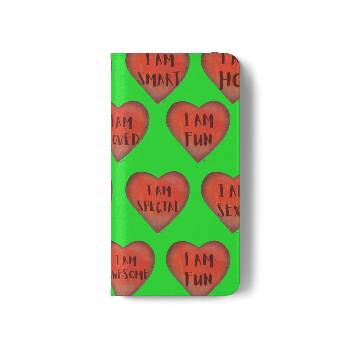 Phone Flip Cases - Wallet Phone case - Green flip phone case - Heart Phone case - Love Gift - iphone wallet - Samsung Wallet