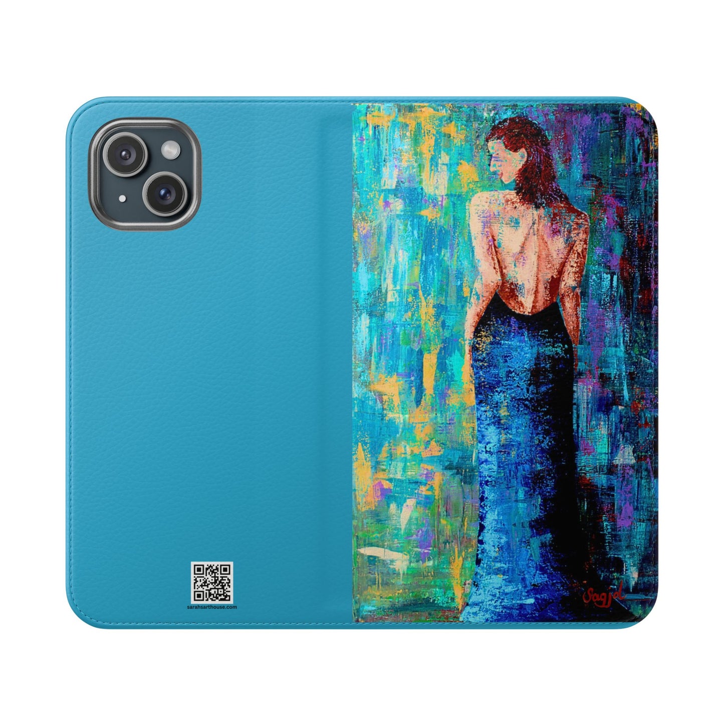 Phone Case - Flip style phone case - Wallet phone Case - Original Art phone case - Lady in Blue Art