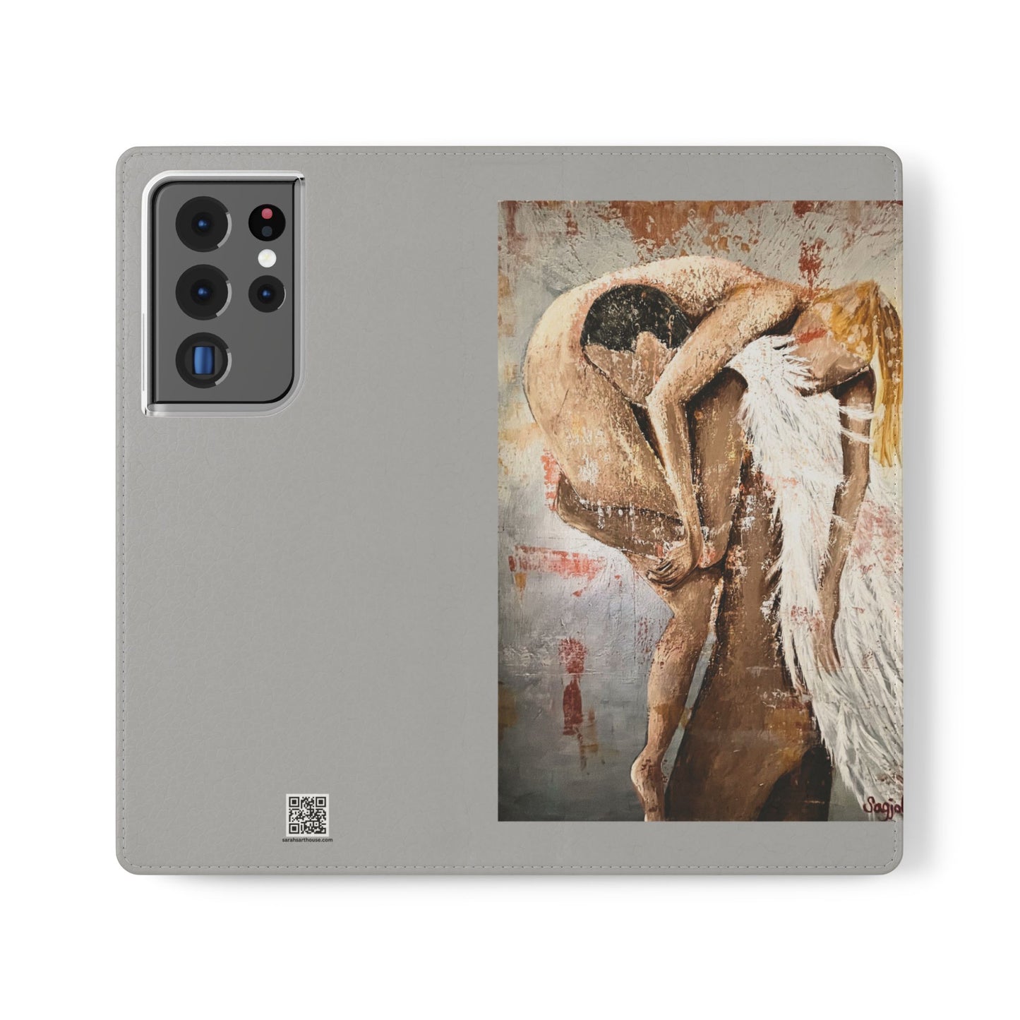 Phone Case - Angel Rescuing Girl - Hand Painted Original Art - flip phone case - Wallet phone case