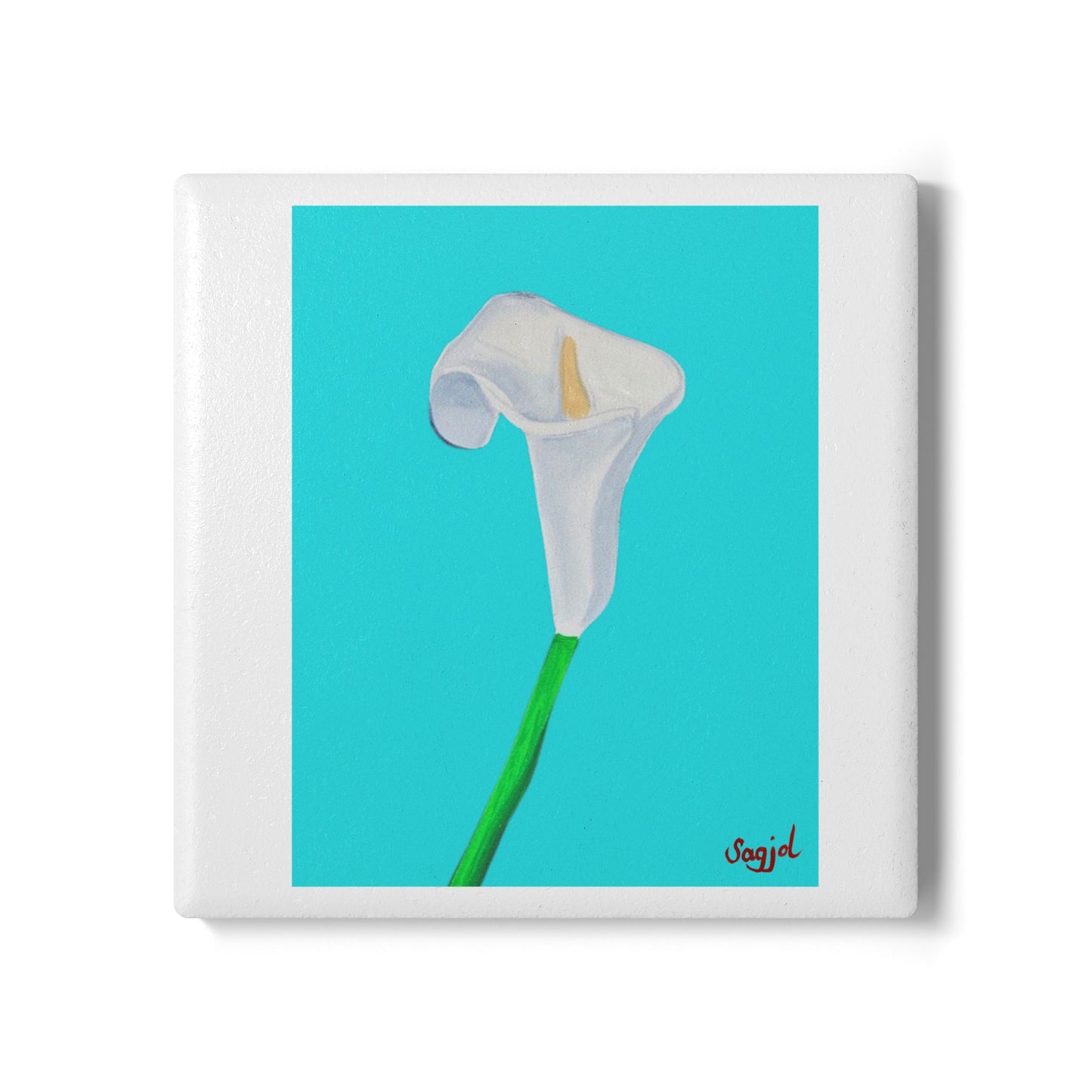 Blue Lilly Ceramic Coaster - Floral Home Decor