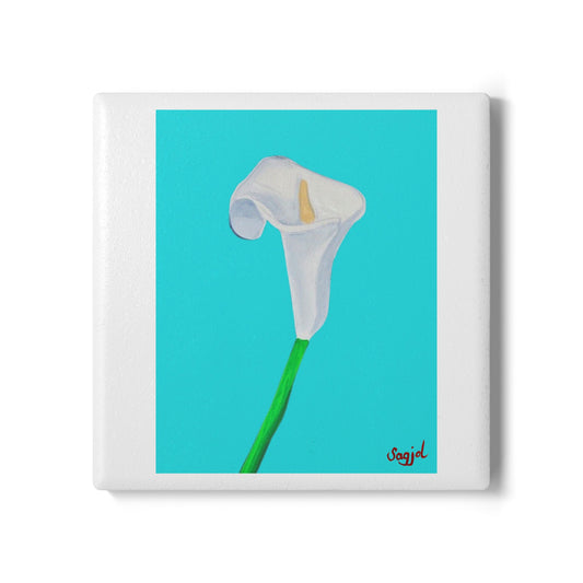 Blue Lilly Ceramic Coaster - Floral Home Decor