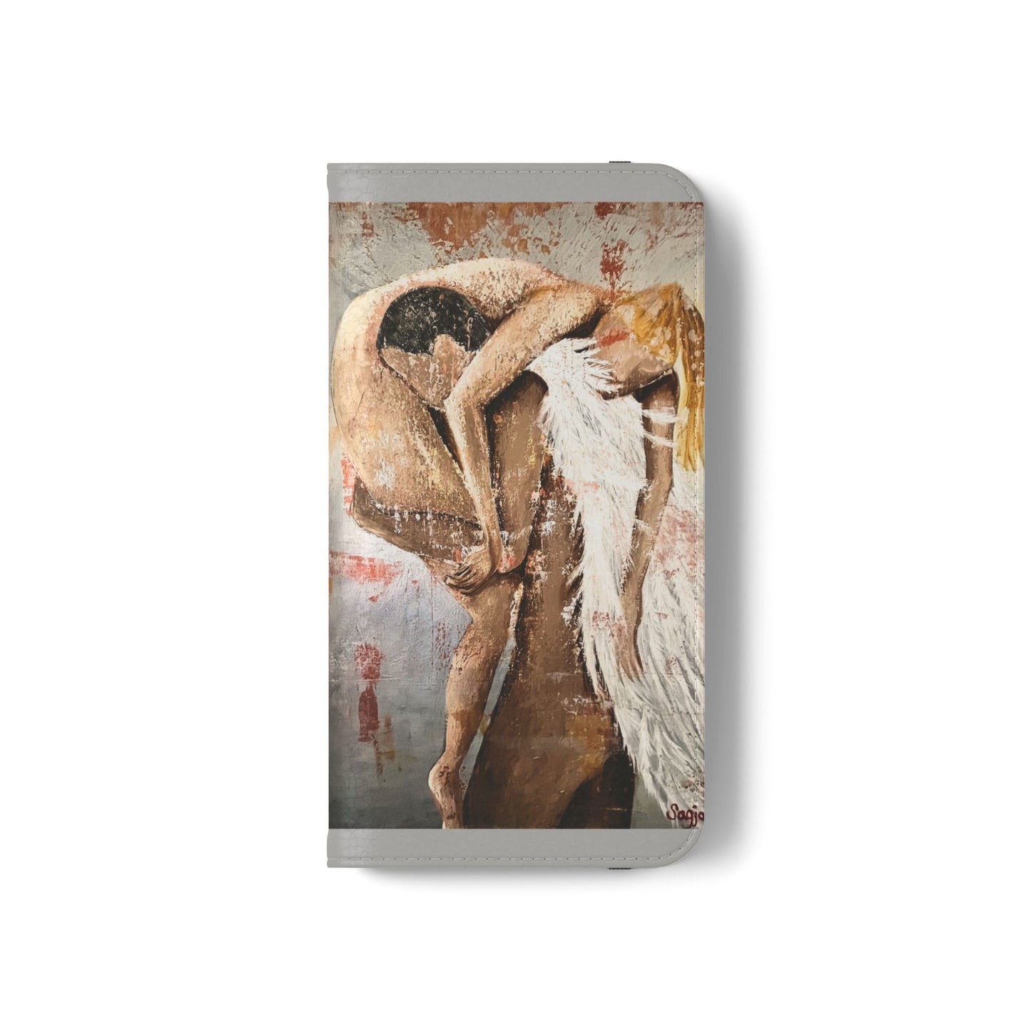 Phone Case - Angel Rescuing Girl - Hand Painted Original Art - flip phone case - Wallet phone case