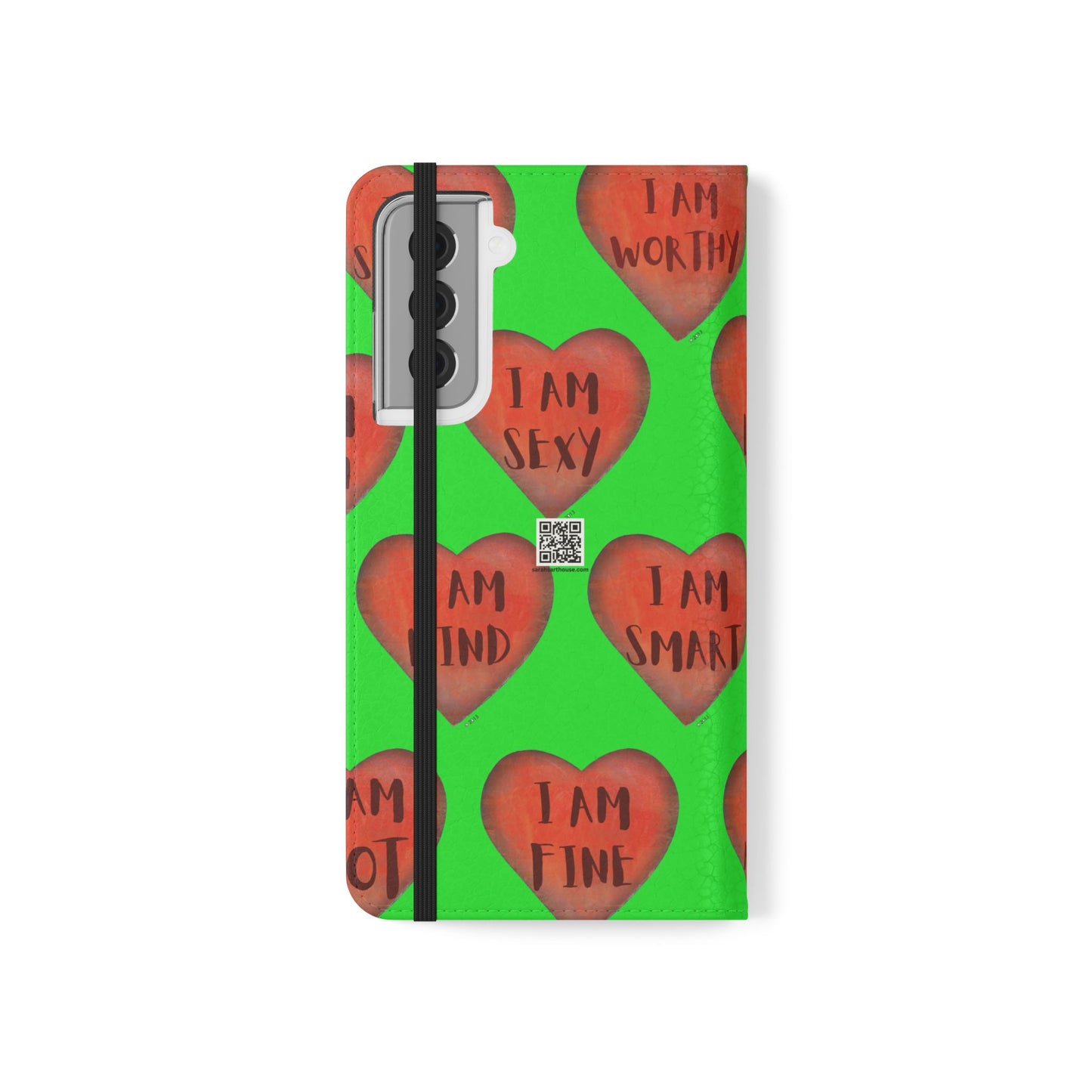 Phone Flip Cases - Wallet Phone case - Green flip phone case - Heart Phone case - Love Gift - iphone wallet - Samsung Wallet