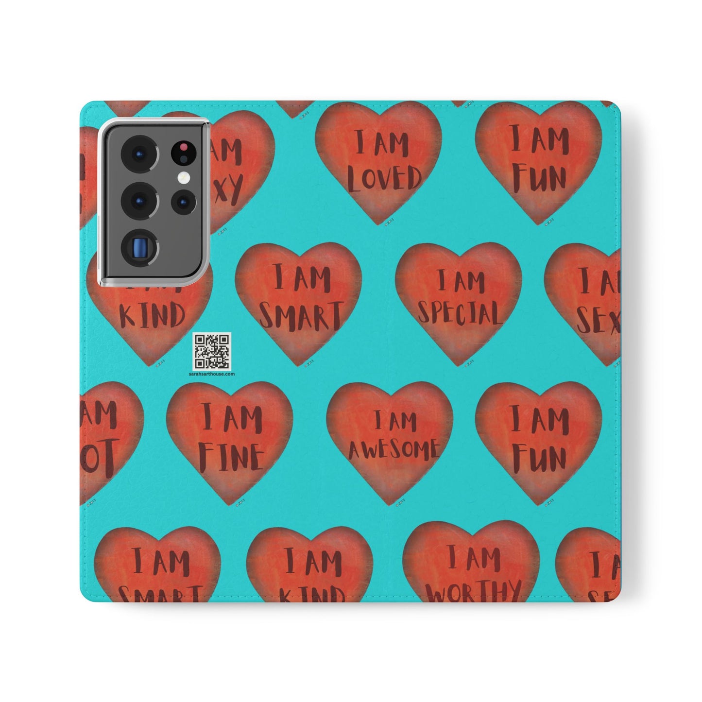 Phone Flip Cases - Wallet Phone case - Turquoise flip phone case - Heart Phone case - Love Gift - iphone wallet - Samsung Wallet