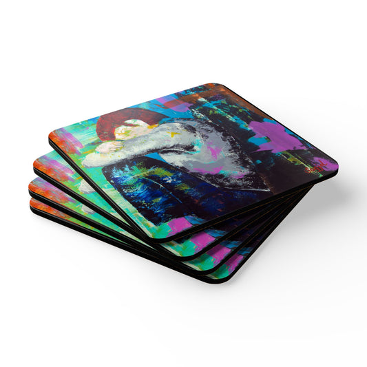 Coaster Set - "Tommy" Original Hand Painted Art - Cork Backed Coasters