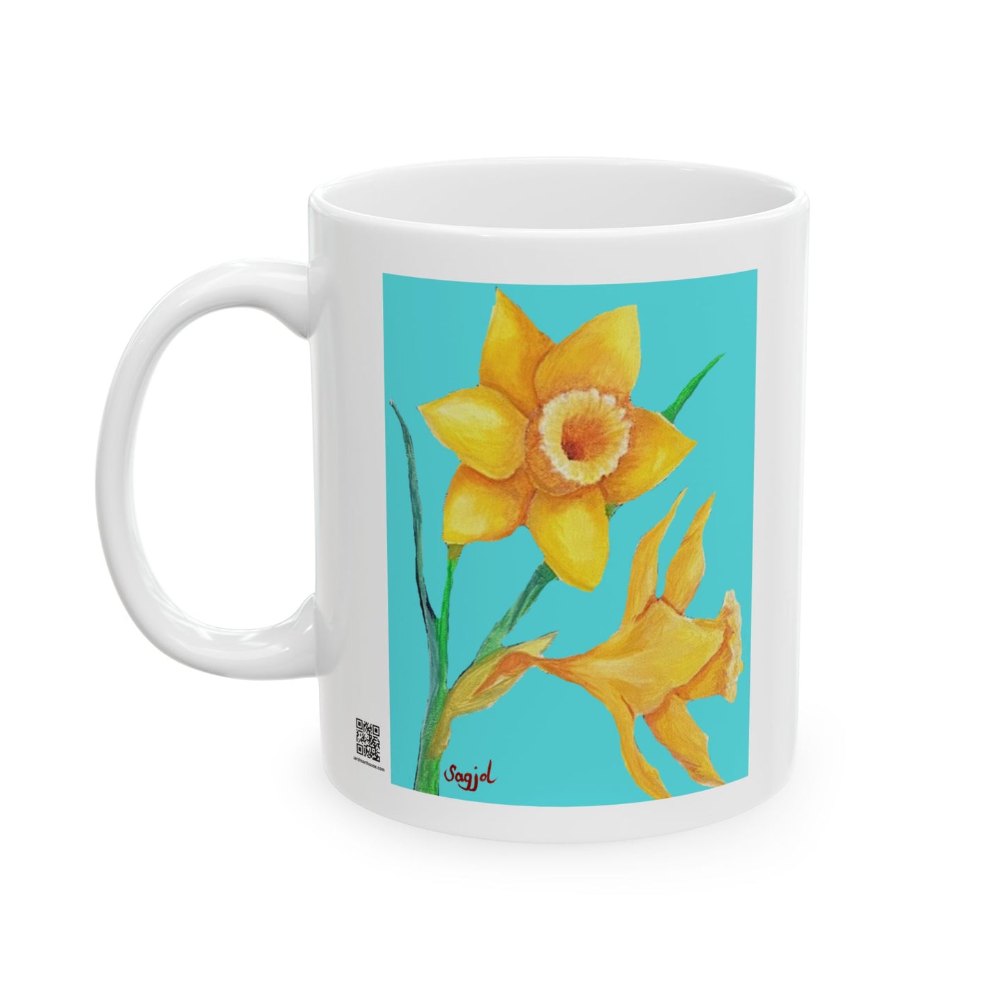 Colorful Ceramic Coffee Mug - Blue Daffodil