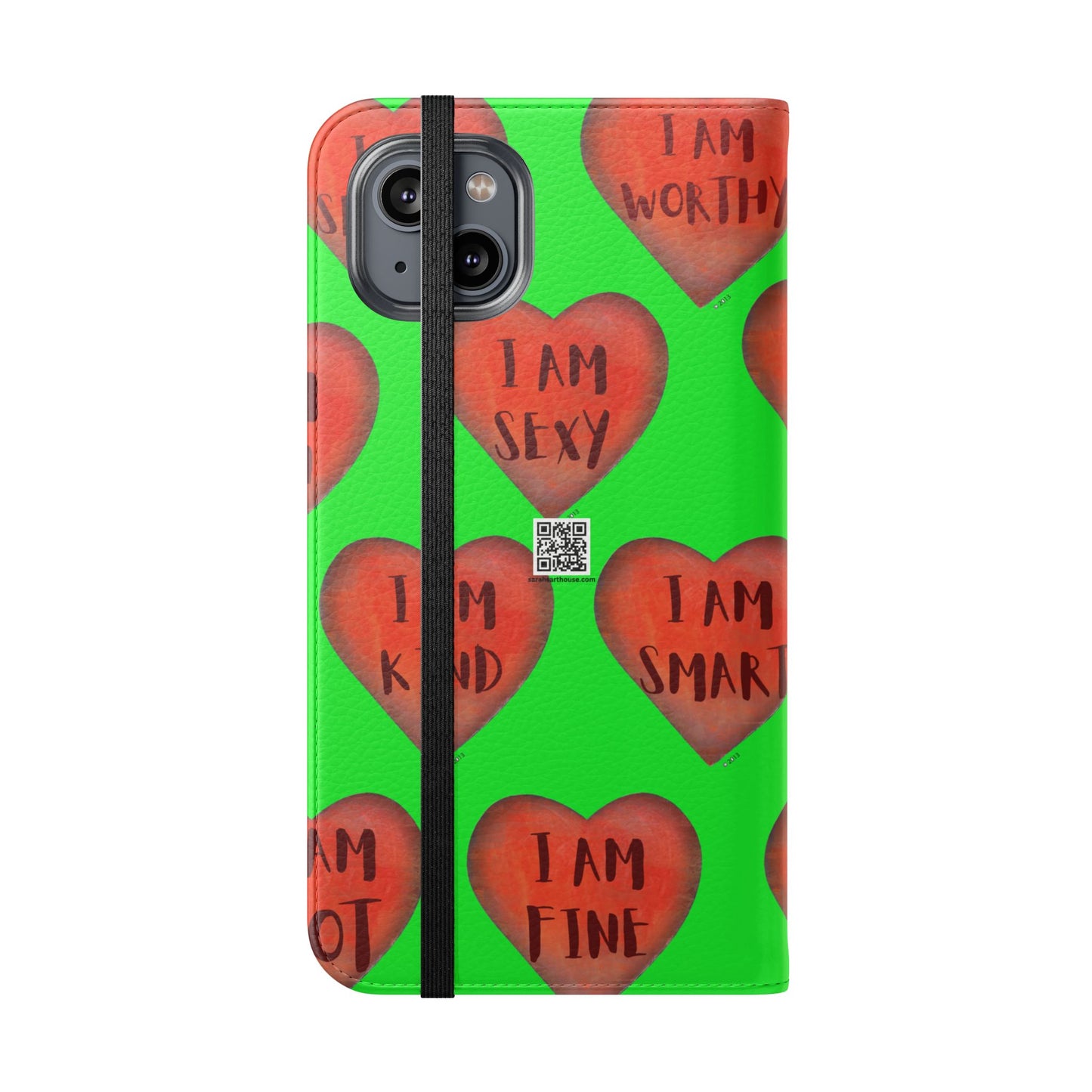 Phone Flip Cases - Wallet Phone case - Green flip phone case - Heart Phone case - Love Gift - iphone wallet - Samsung Wallet