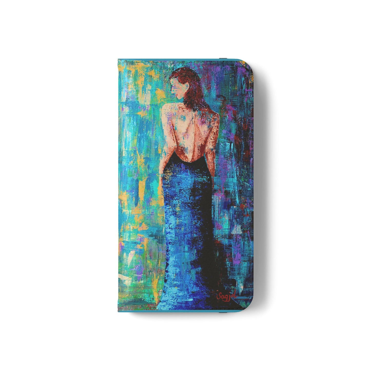 Phone Case - Flip style phone case - Wallet phone Case - Original Art phone case - Lady in Blue Art