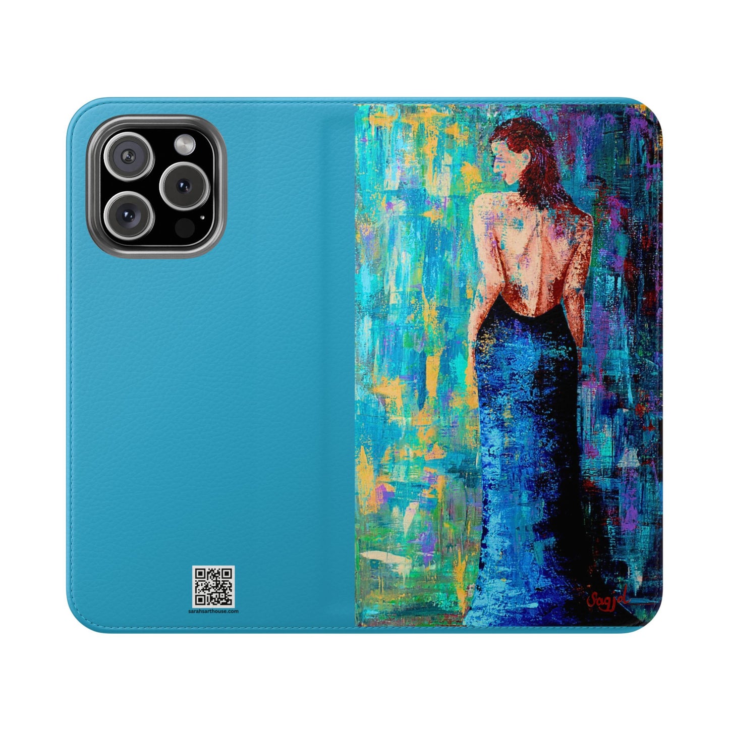 Phone Case - Flip style phone case - Wallet phone Case - Original Art phone case - Lady in Blue Art