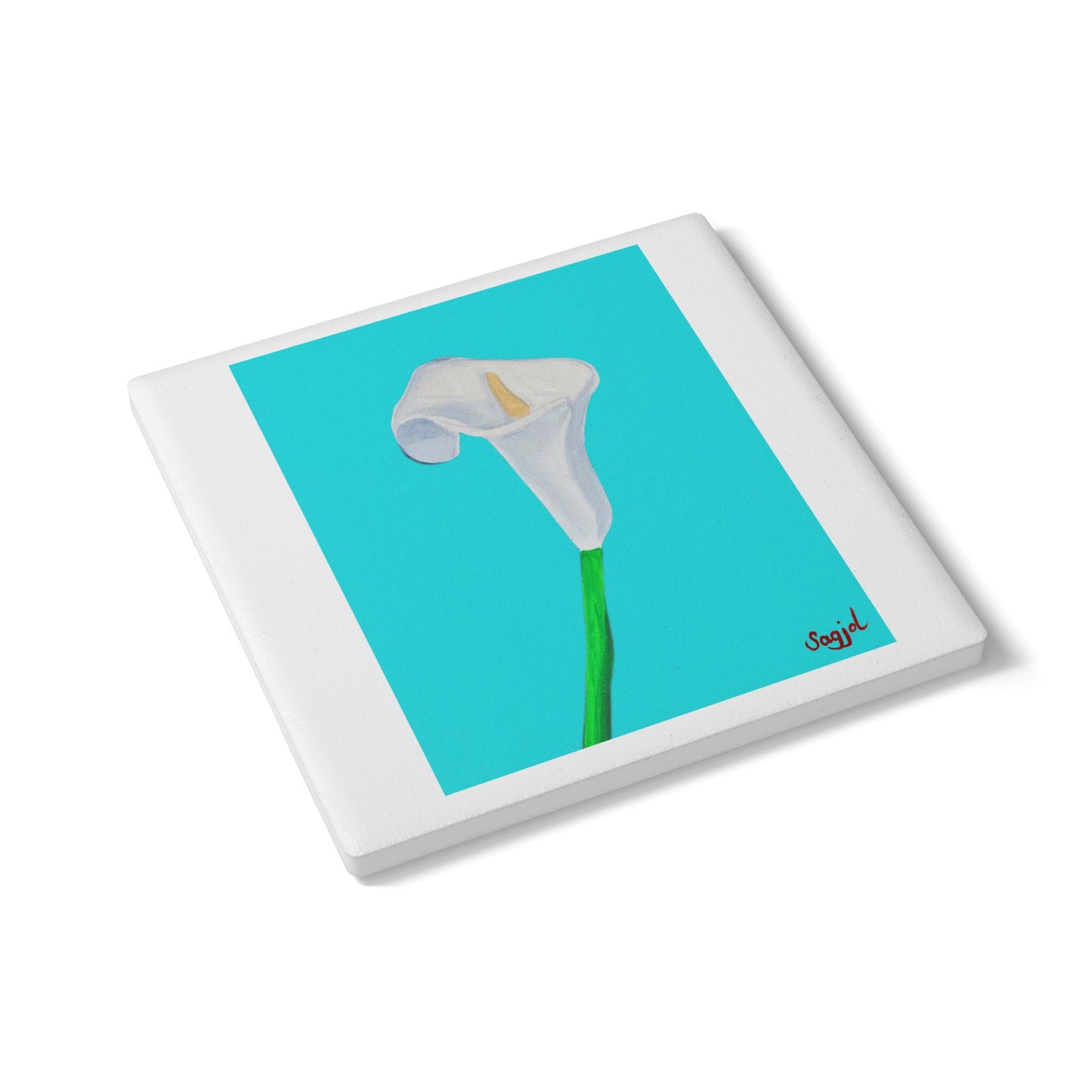 Blue Lilly Ceramic Coaster - Floral Home Decor