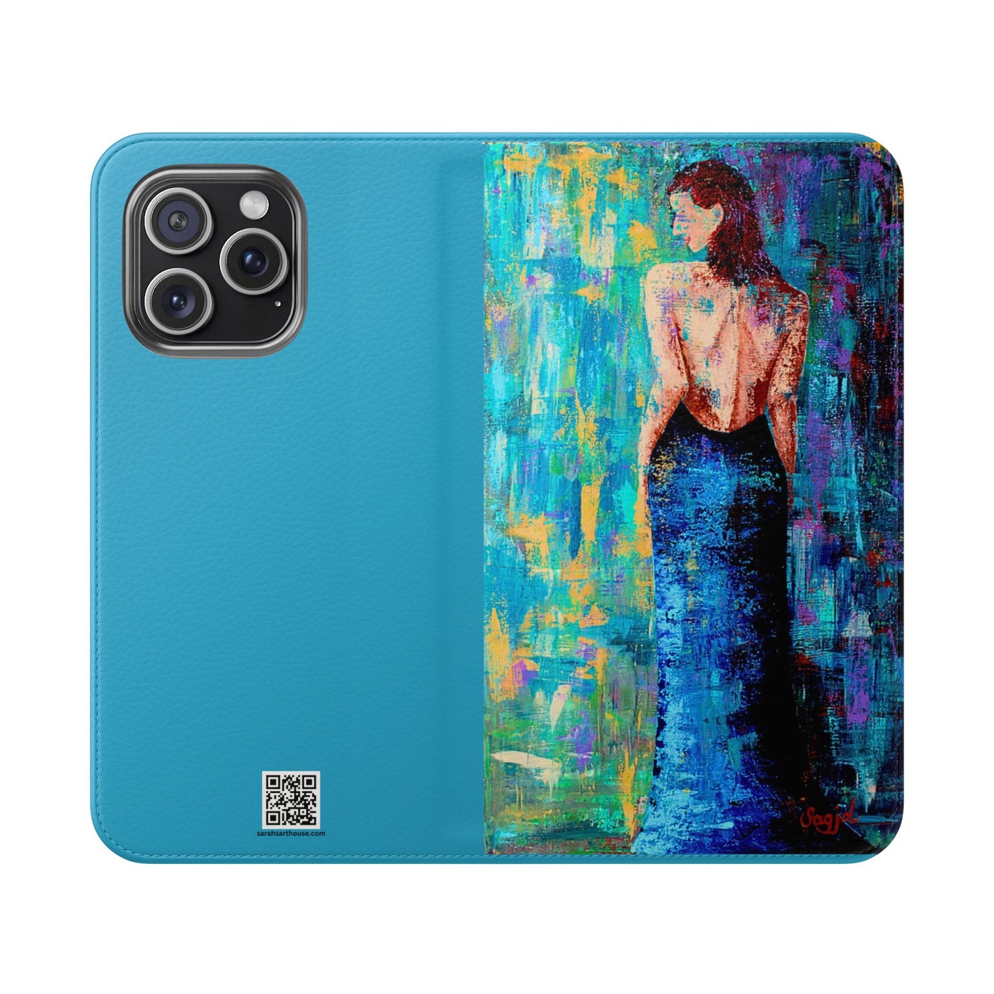 Phone Case - Flip style phone case - Wallet phone Case - Original Art phone case - Lady in Blue Art