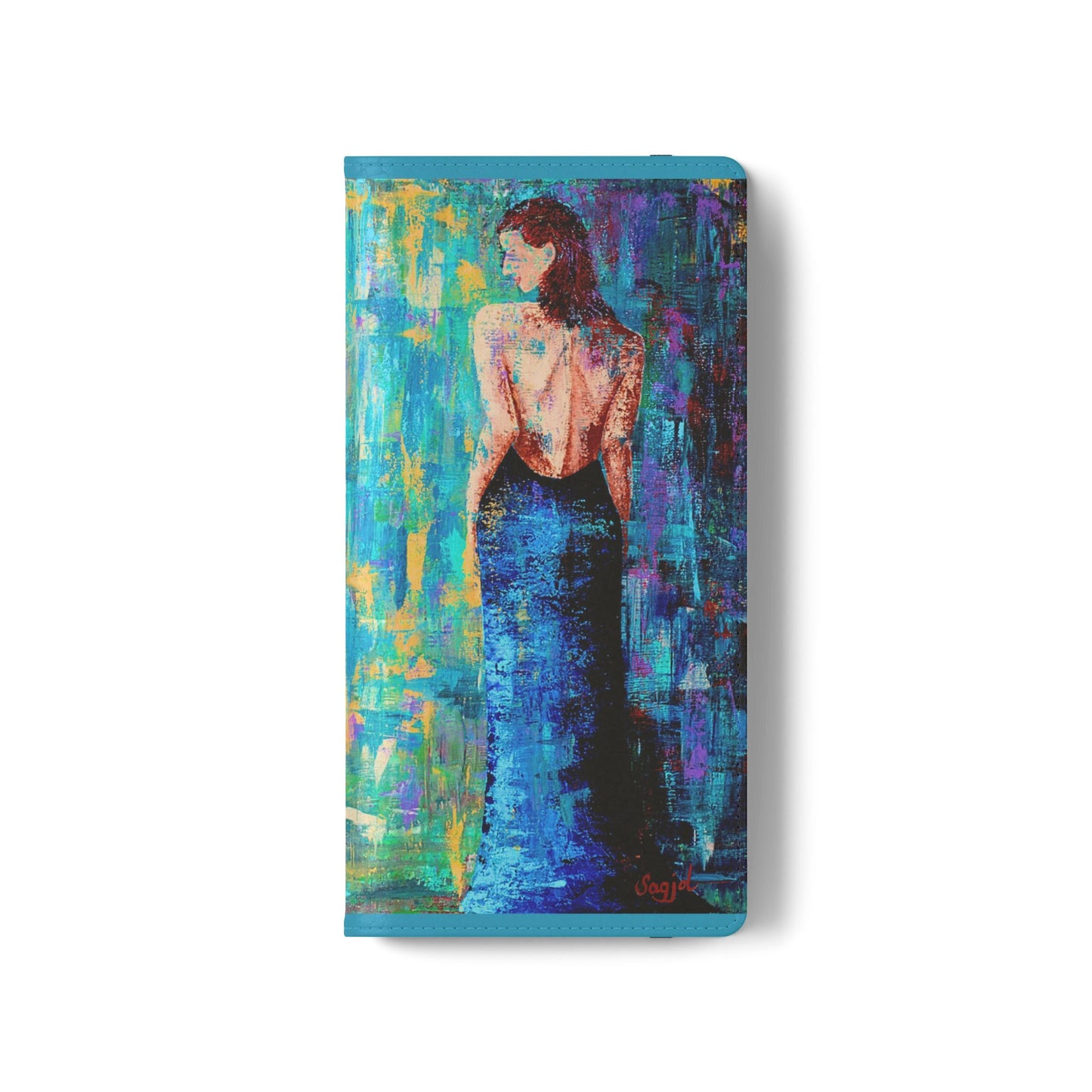 Phone Case - Flip style phone case - Wallet phone Case - Original Art phone case - Lady in Blue Art