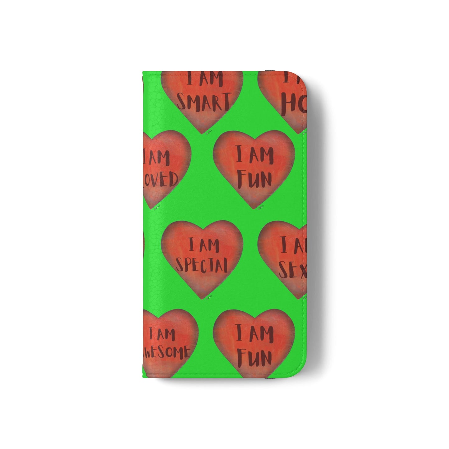 Phone Flip Cases - Wallet Phone case - Green flip phone case - Heart Phone case - Love Gift - iphone wallet - Samsung Wallet