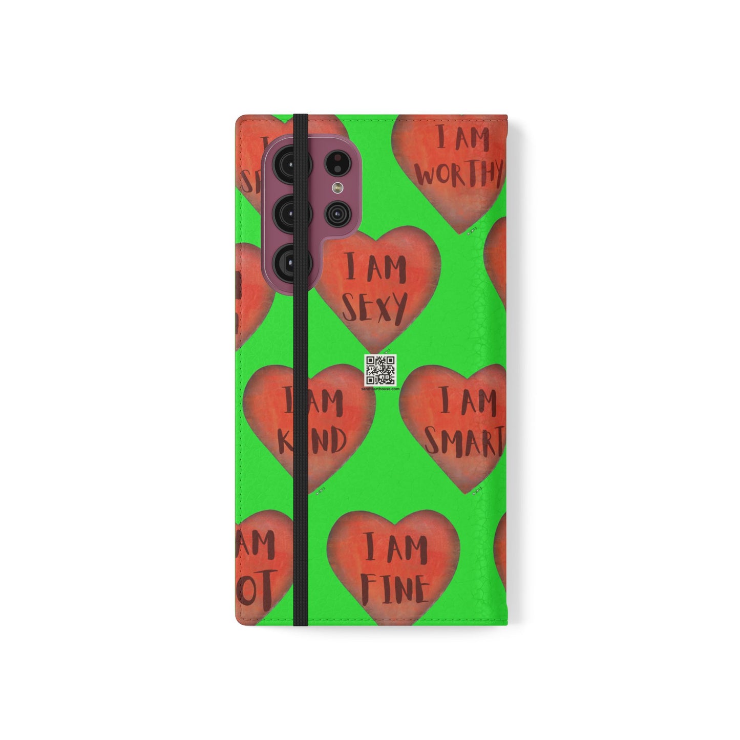 Phone Flip Cases - Wallet Phone case - Green flip phone case - Heart Phone case - Love Gift - iphone wallet - Samsung Wallet
