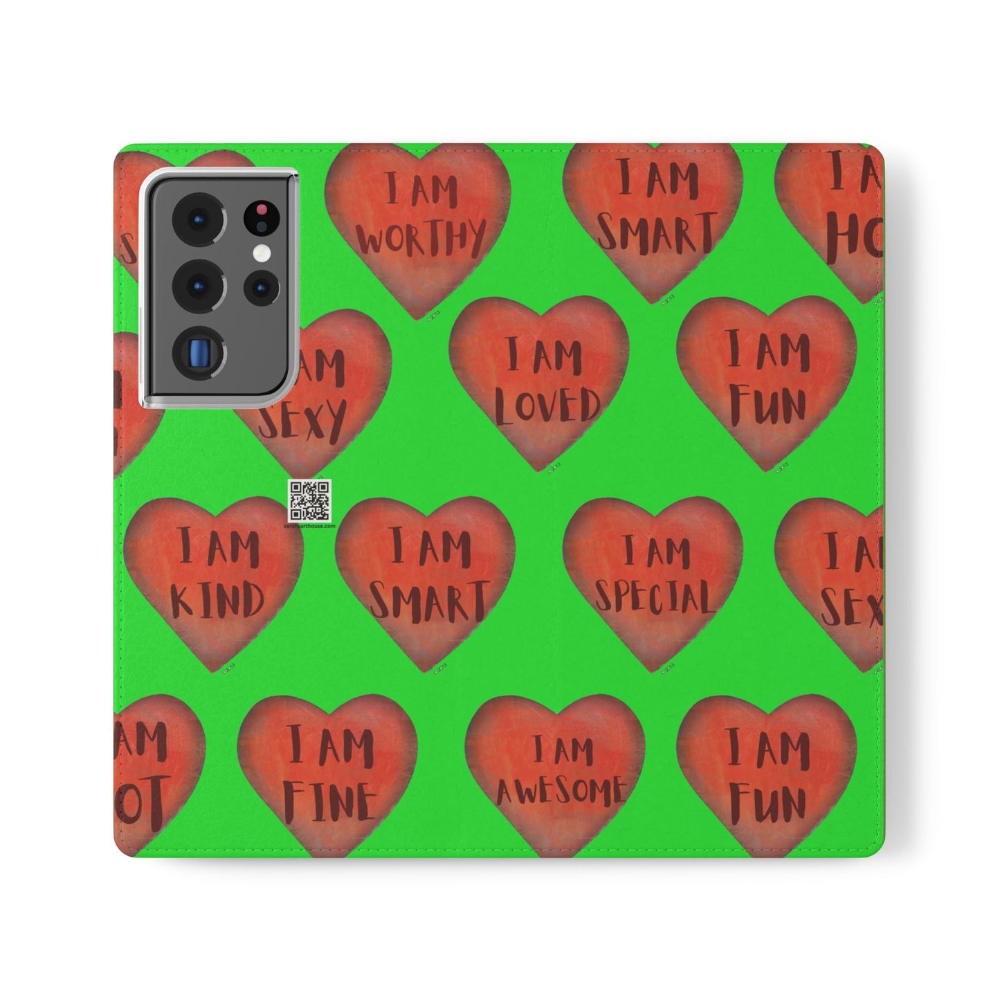 Phone Flip Cases - Wallet Phone case - Green flip phone case - Heart Phone case - Love Gift - iphone wallet - Samsung Wallet