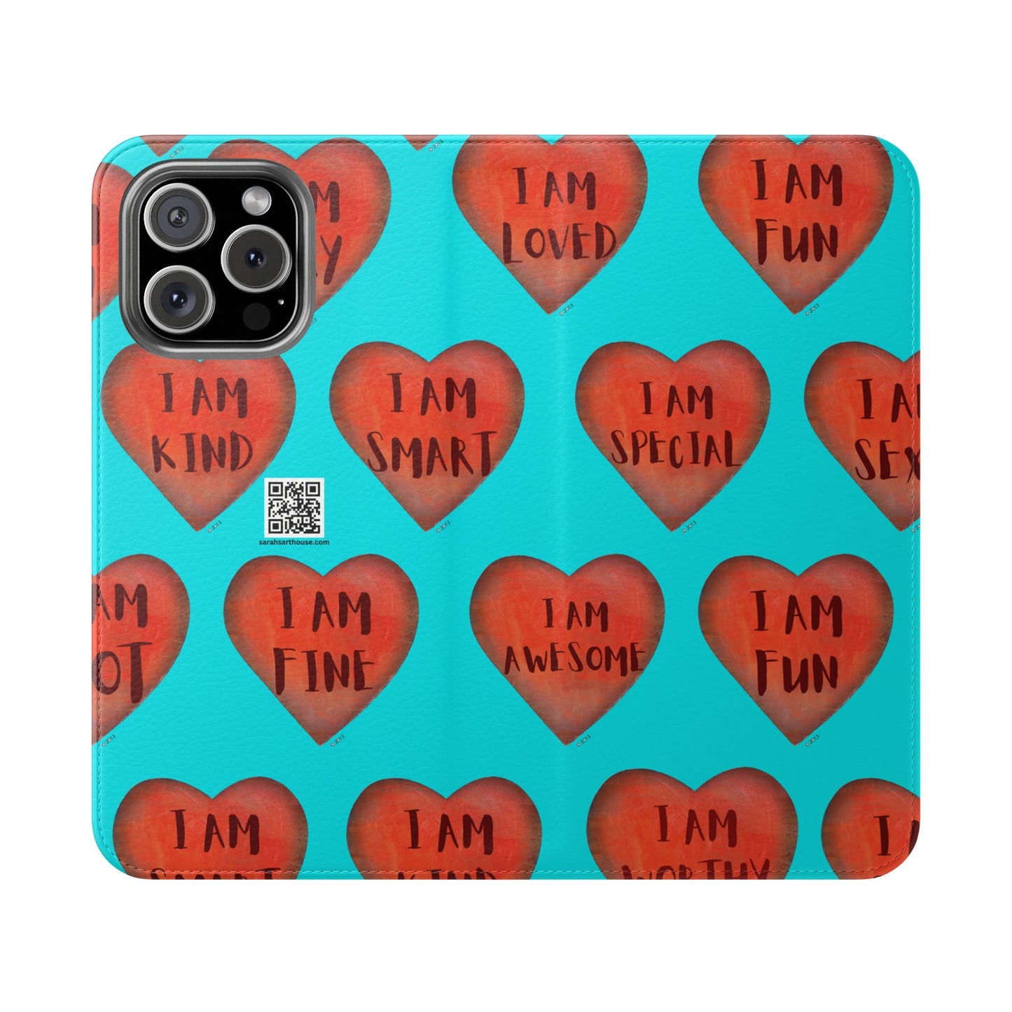 Phone Flip Cases - Wallet Phone case - Turquoise flip phone case - Heart Phone case - Love Gift - iphone wallet - Samsung Wallet
