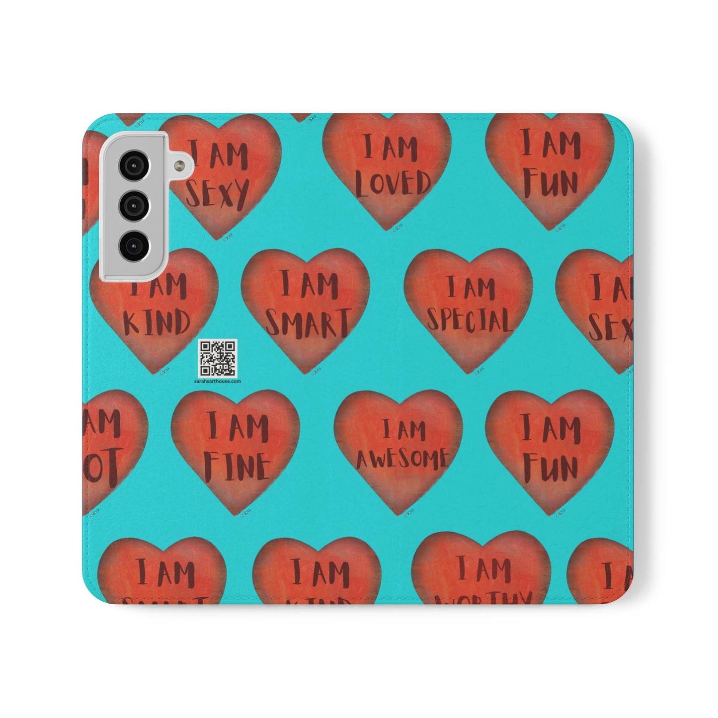 Phone Flip Cases - Wallet Phone case - Turquoise flip phone case - Heart Phone case - Love Gift - iphone wallet - Samsung Wallet