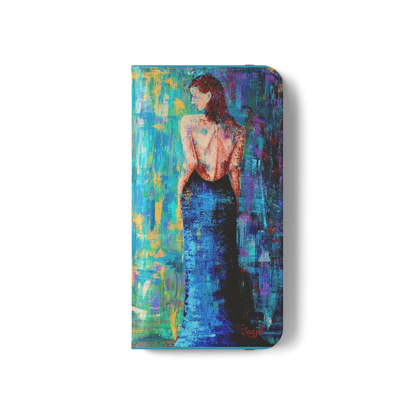 Phone Case - Flip style phone case - Wallet phone Case - Original Art phone case - Lady in Blue Art