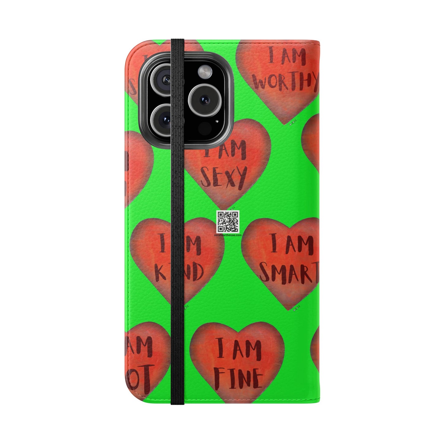 Phone Flip Cases - Wallet Phone case - Green flip phone case - Heart Phone case - Love Gift - iphone wallet - Samsung Wallet