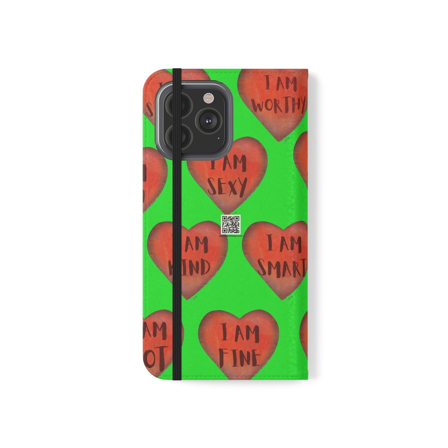 Phone Flip Cases - Wallet Phone case - Green flip phone case - Heart Phone case - Love Gift - iphone wallet - Samsung Wallet