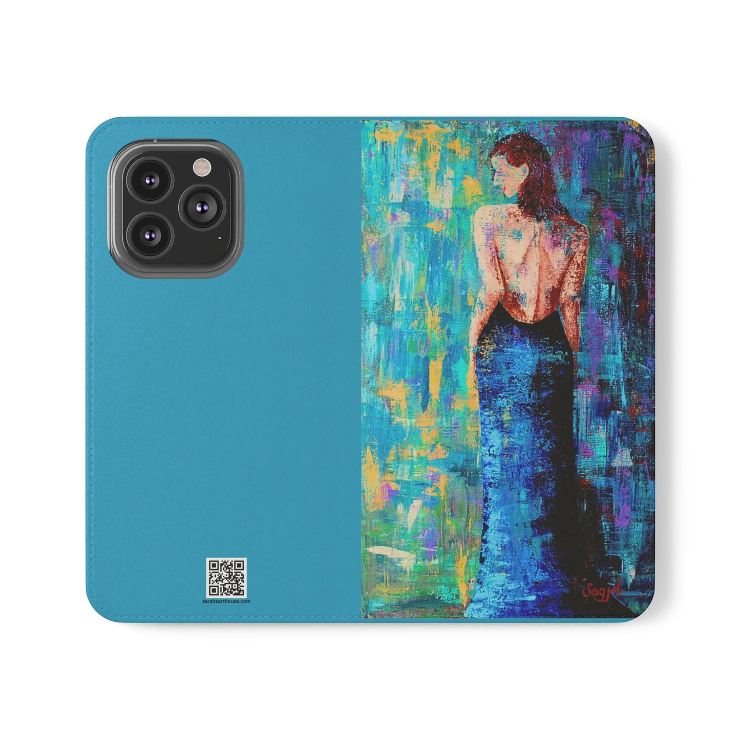 Phone Case - Flip style phone case - Wallet phone Case - Original Art phone case - Lady in Blue Art
