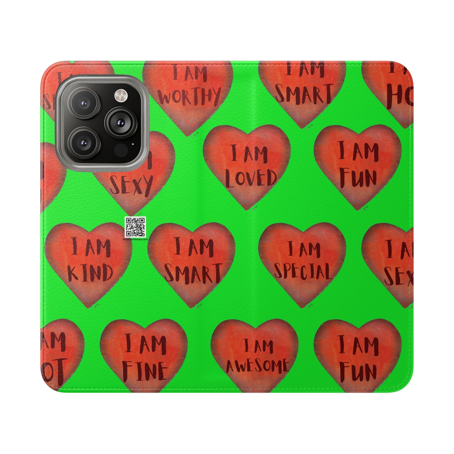Phone Flip Cases - Wallet Phone case - Green flip phone case - Heart Phone case - Love Gift - iphone wallet - Samsung Wallet