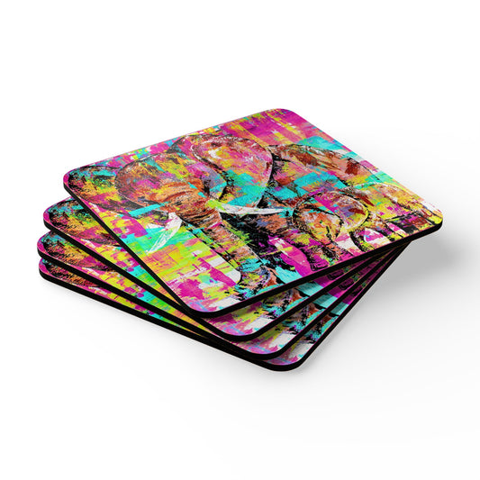 Coaster Set - Pure Love, Original Hand Painted Art - Cork Backed Coaster