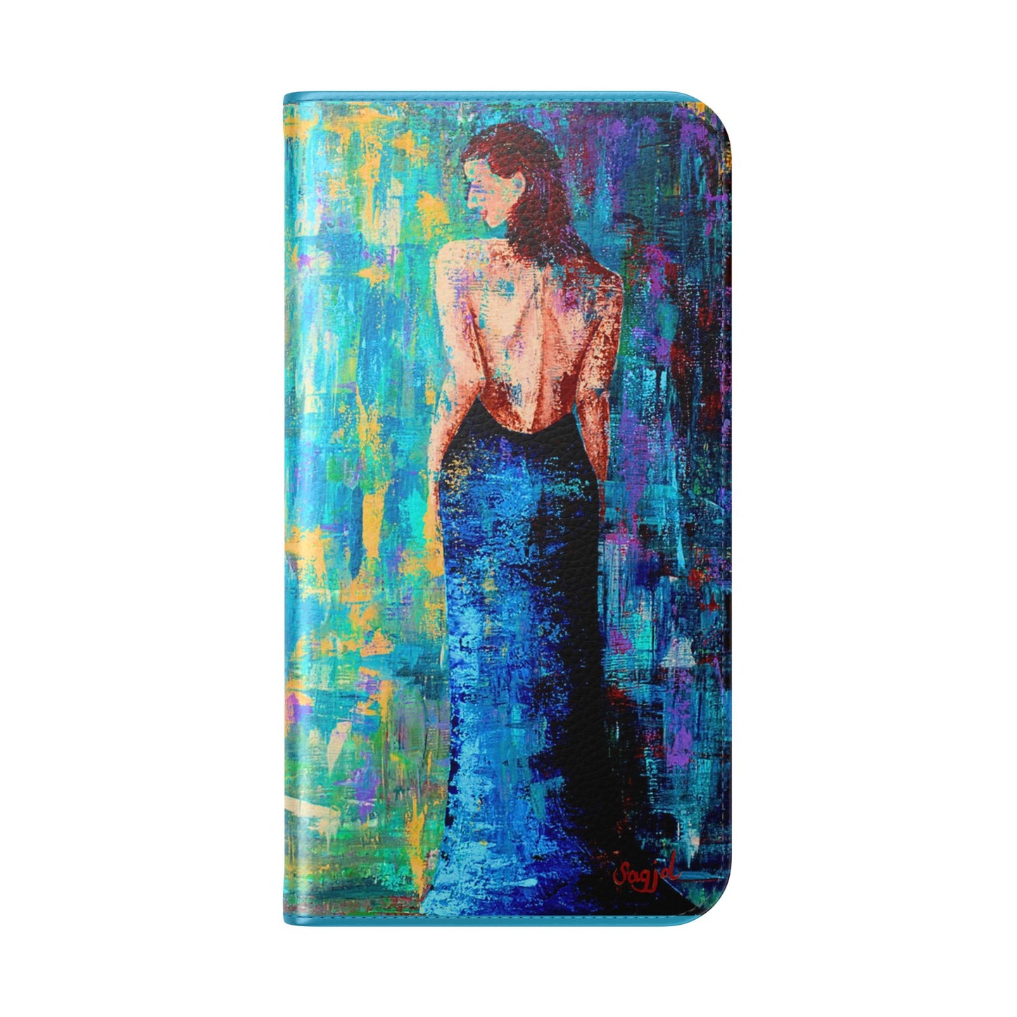 Phone Case - Flip style phone case - Wallet phone Case - Original Art phone case - Lady in Blue Art