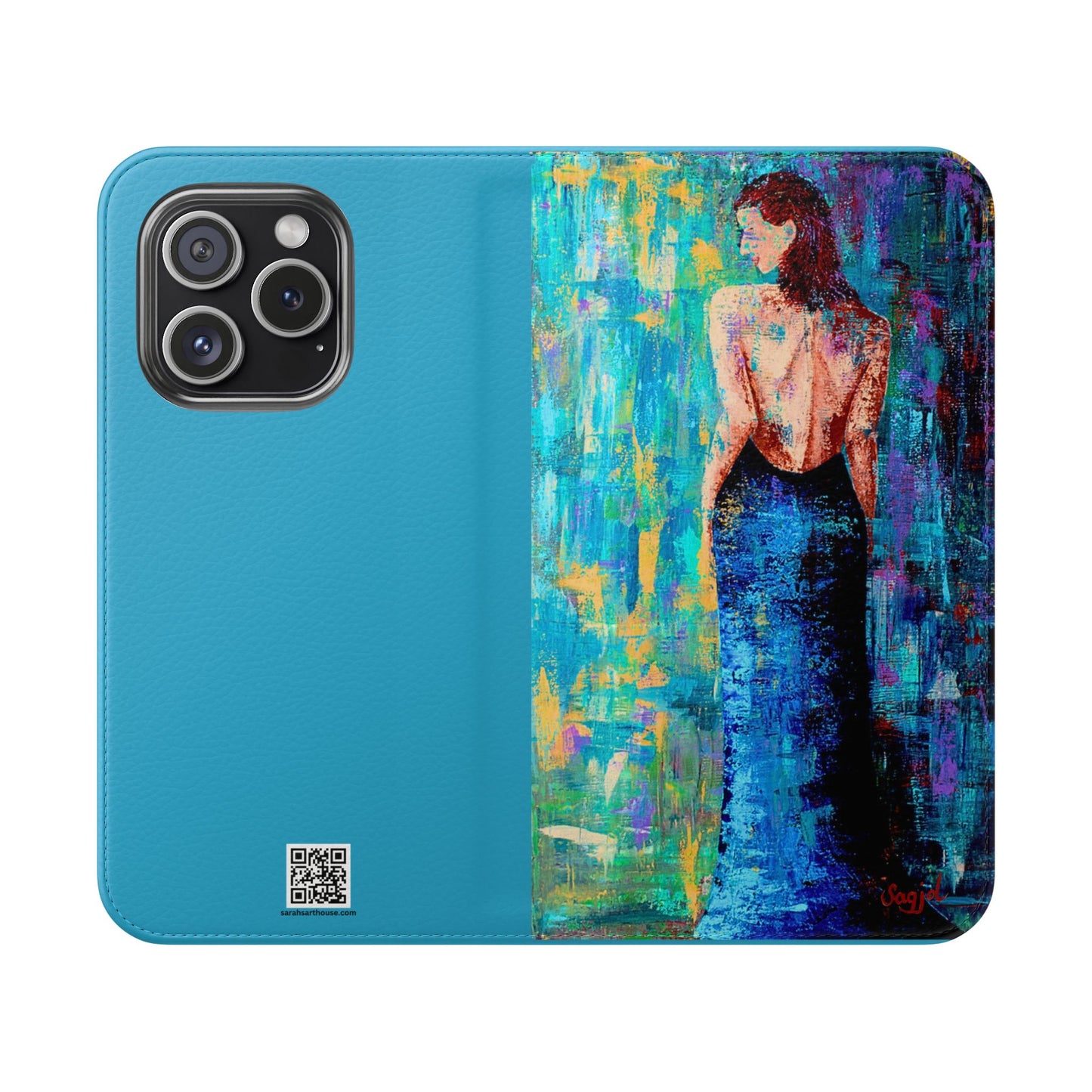 Phone Case - Flip style phone case - Wallet phone Case - Original Art phone case - Lady in Blue Art