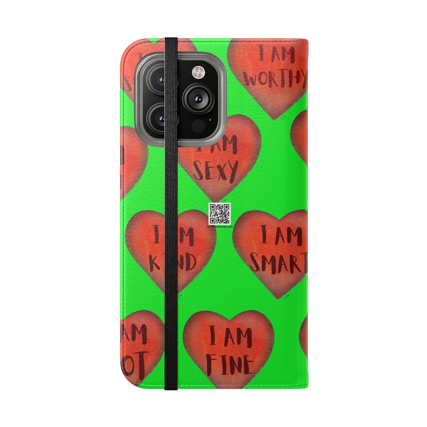 Phone Flip Cases - Wallet Phone case - Green flip phone case - Heart Phone case - Love Gift - iphone wallet - Samsung Wallet