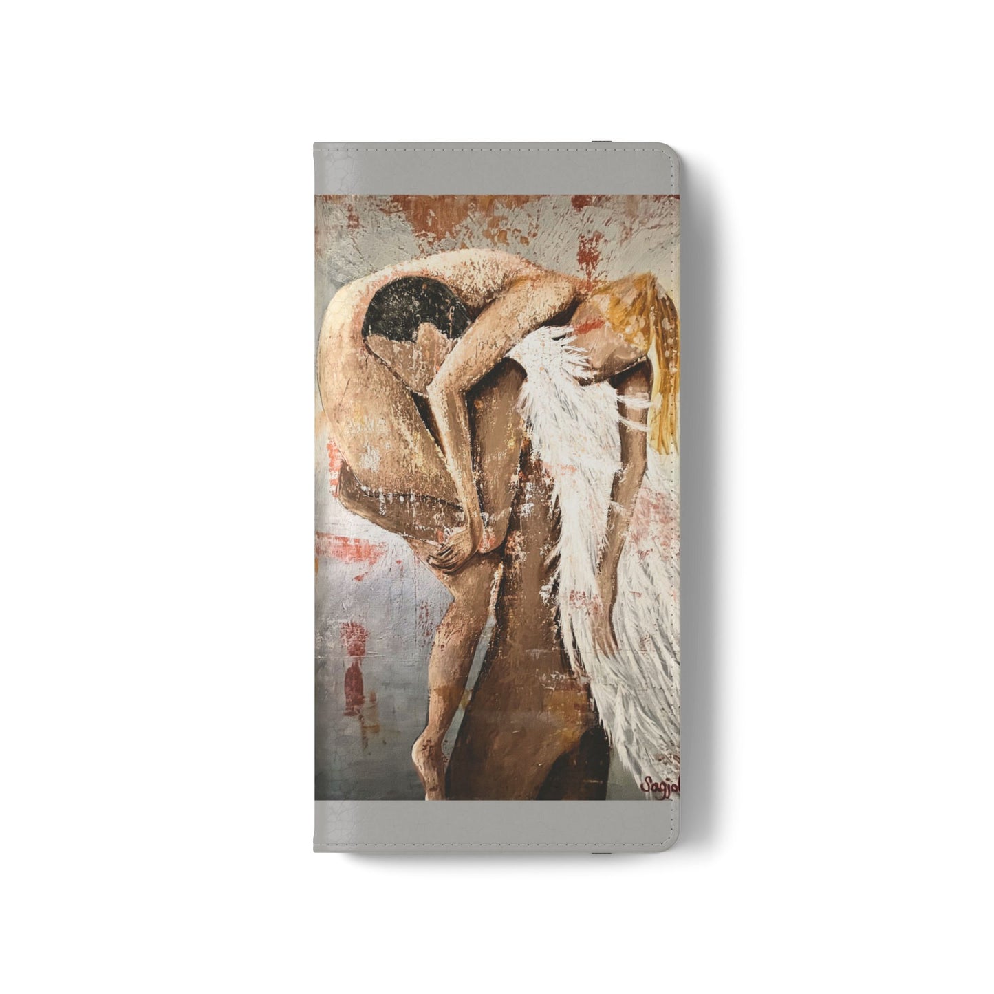 Phone Case - Angel Rescuing Girl - Hand Painted Original Art - flip phone case - Wallet phone case