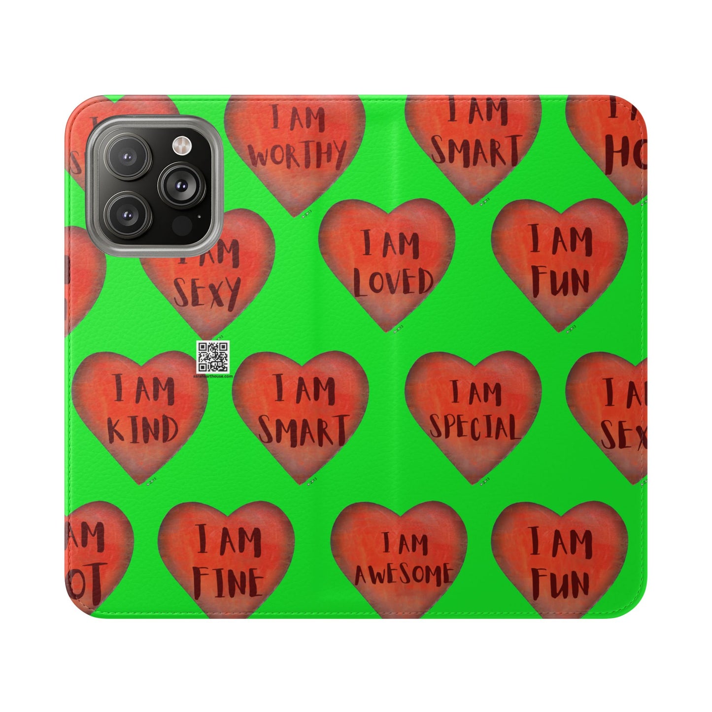 Phone Flip Cases - Wallet Phone case - Green flip phone case - Heart Phone case - Love Gift - iphone wallet - Samsung Wallet