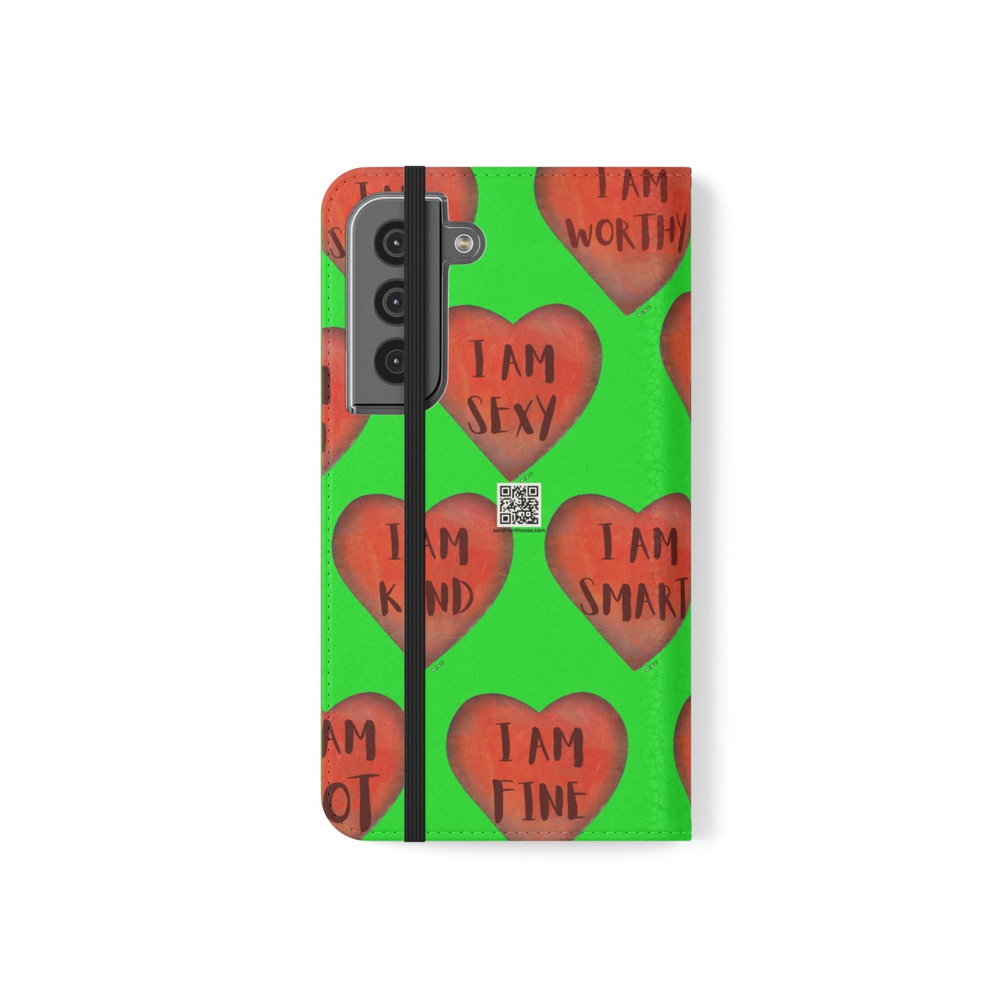 Phone Flip Cases - Wallet Phone case - Green flip phone case - Heart Phone case - Love Gift - iphone wallet - Samsung Wallet