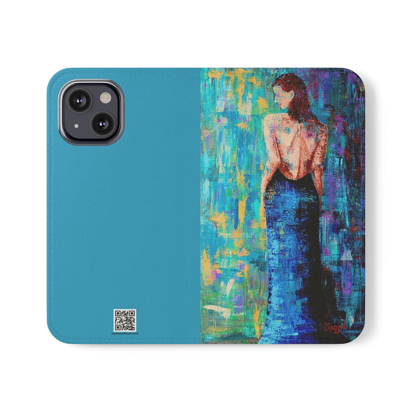 Phone Case - Flip style phone case - Wallet phone Case - Original Art phone case - Lady in Blue Art