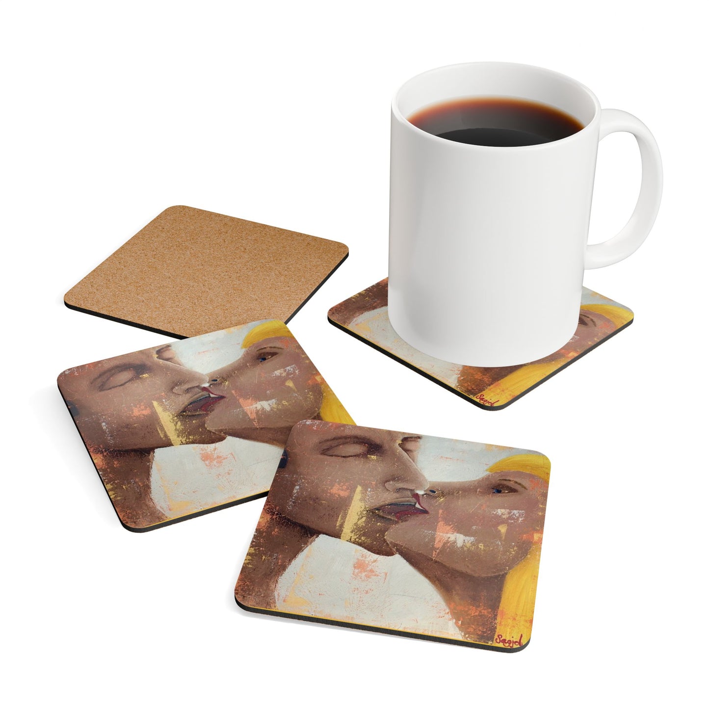 Coaster Set - "Passion" Original Hand Painted Art - Cork backed Coaster