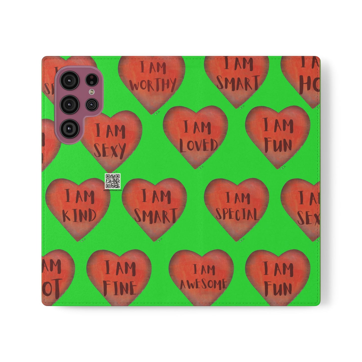Phone Flip Cases - Wallet Phone case - Green flip phone case - Heart Phone case - Love Gift - iphone wallet - Samsung Wallet