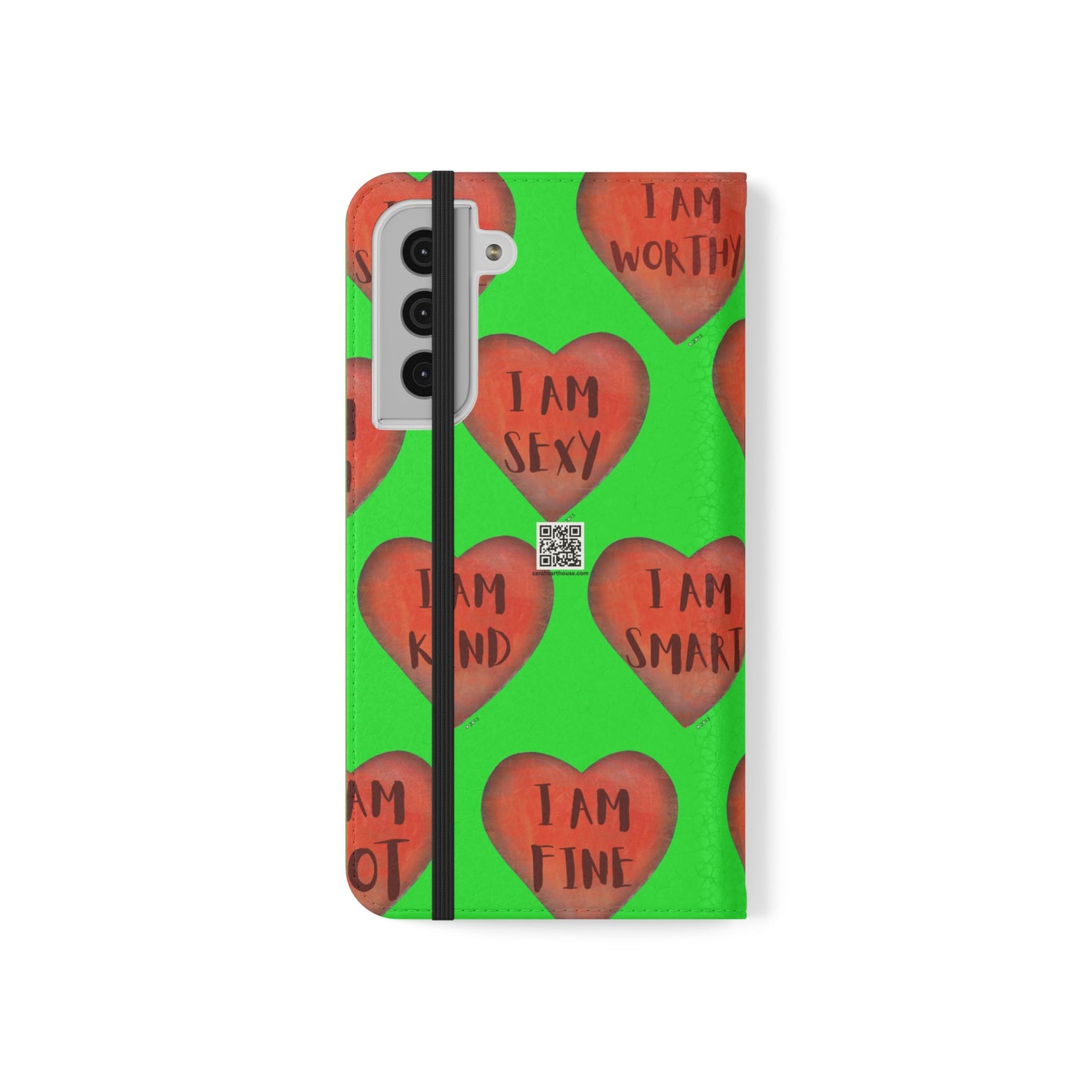 Phone Flip Cases - Wallet Phone case - Green flip phone case - Heart Phone case - Love Gift - iphone wallet - Samsung Wallet