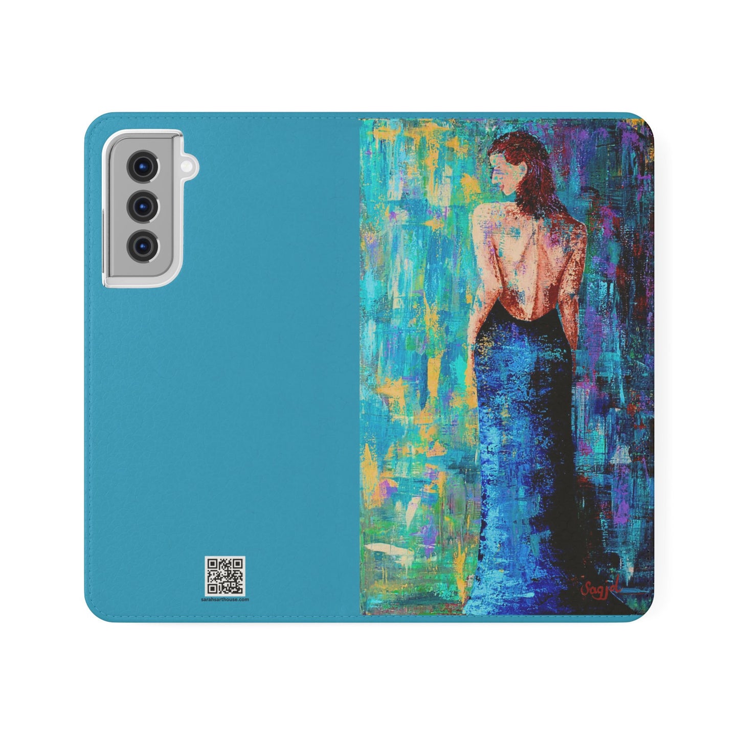 Phone Case - Flip style phone case - Wallet phone Case - Original Art phone case - Lady in Blue Art