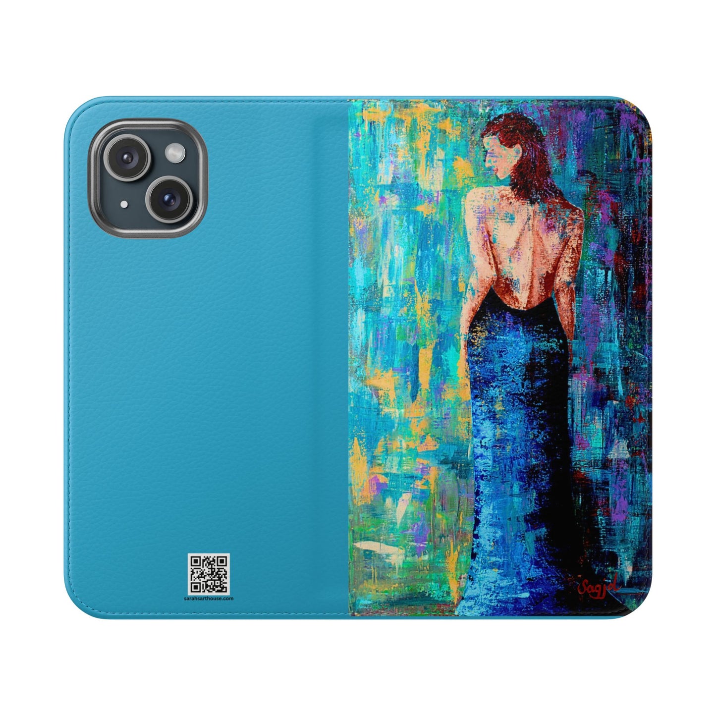 Phone Case - Flip style phone case - Wallet phone Case - Original Art phone case - Lady in Blue Art