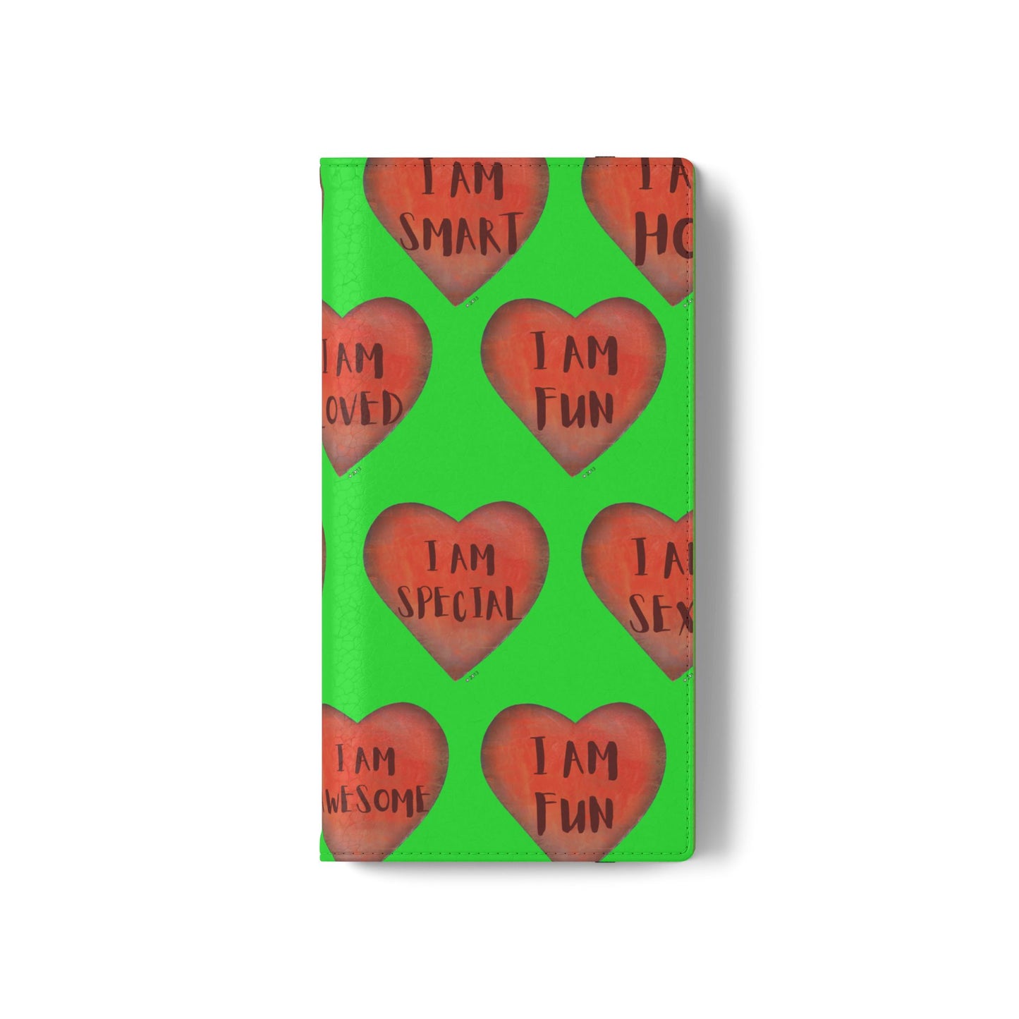 Phone Flip Cases - Wallet Phone case - Green flip phone case - Heart Phone case - Love Gift - iphone wallet - Samsung Wallet