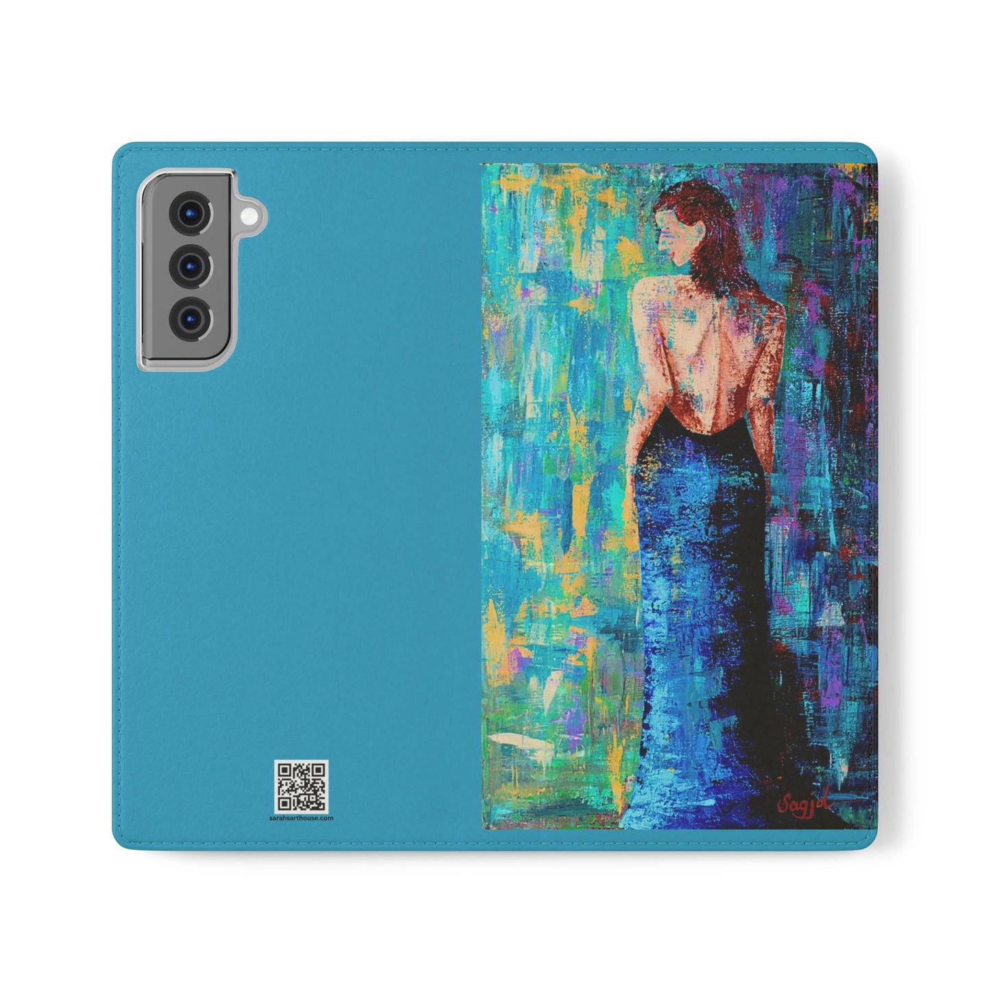 Phone Case - Flip style phone case - Wallet phone Case - Original Art phone case - Lady in Blue Art