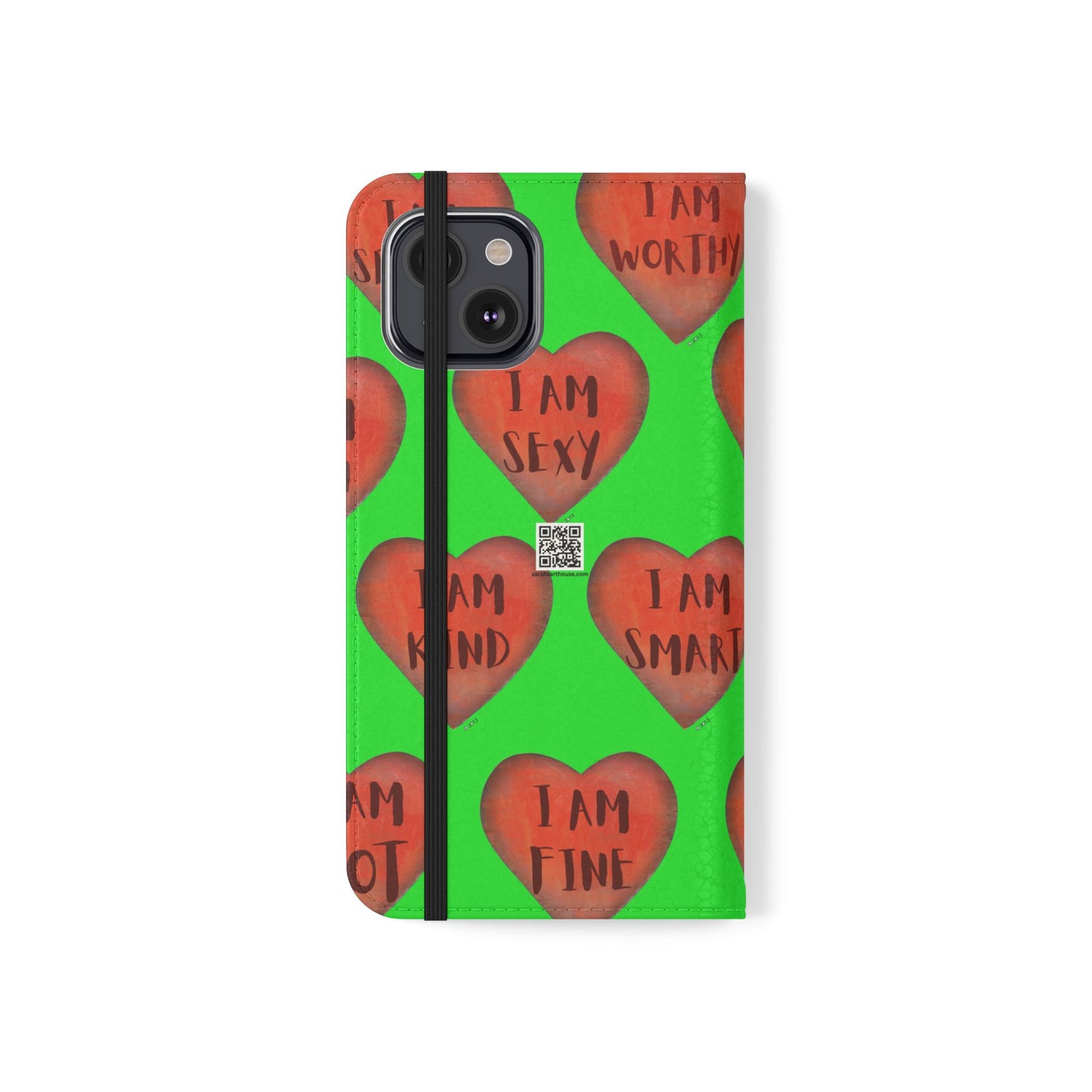 Phone Flip Cases - Wallet Phone case - Green flip phone case - Heart Phone case - Love Gift - iphone wallet - Samsung Wallet