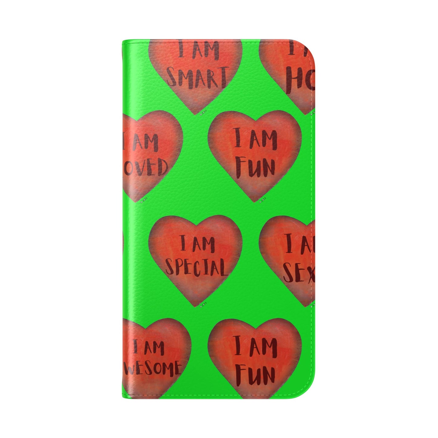 Phone Flip Cases - Wallet Phone case - Green flip phone case - Heart Phone case - Love Gift - iphone wallet - Samsung Wallet