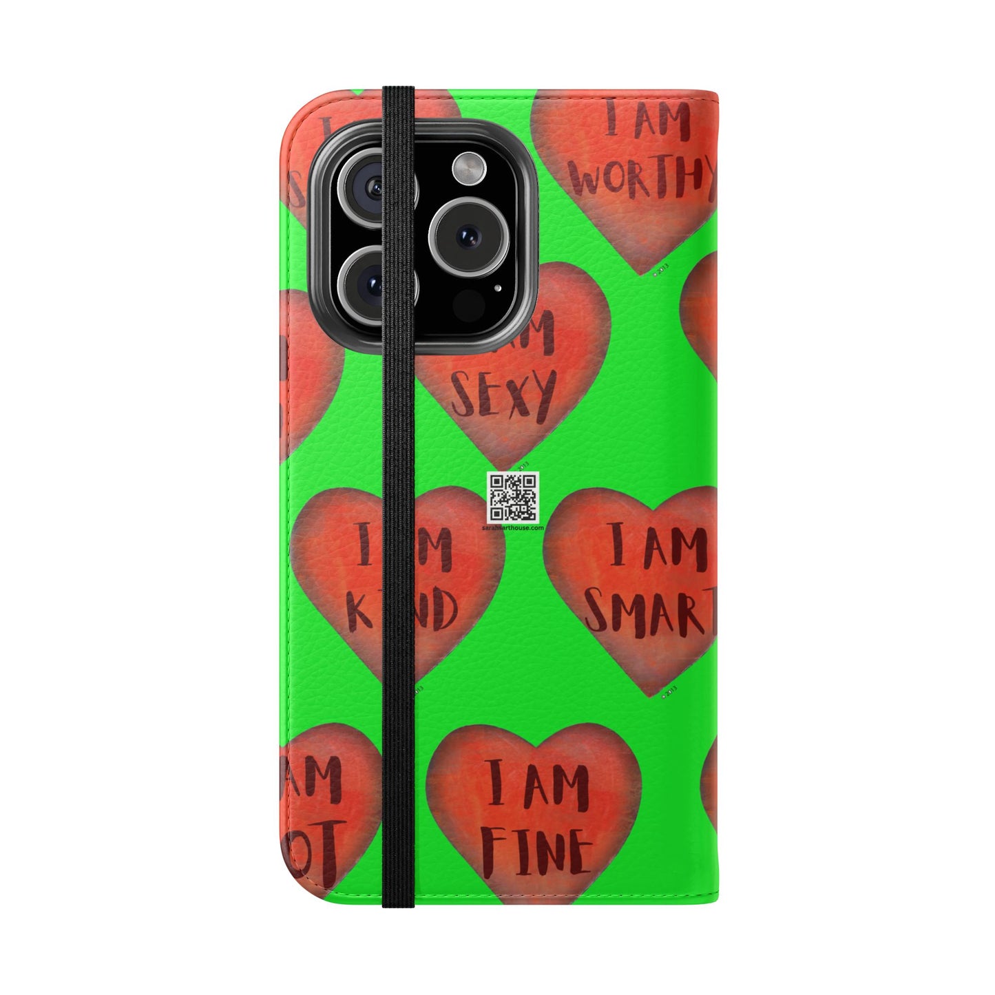 Phone Flip Cases - Wallet Phone case - Green flip phone case - Heart Phone case - Love Gift - iphone wallet - Samsung Wallet