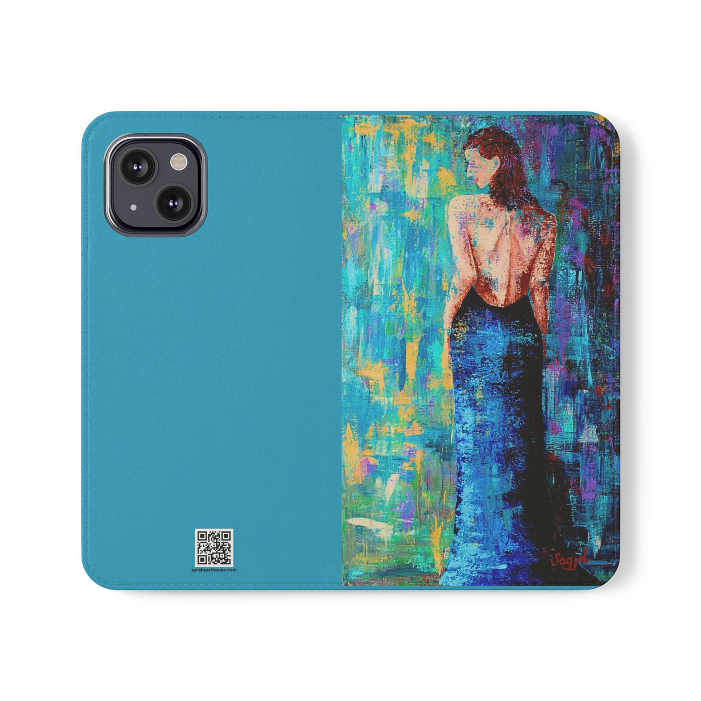 Phone Case - Flip style phone case - Wallet phone Case - Original Art phone case - Lady in Blue Art