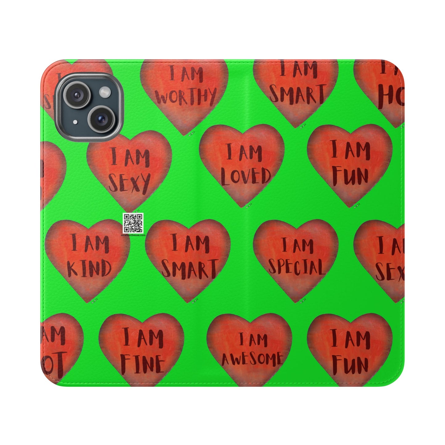 Phone Flip Cases - Wallet Phone case - Green flip phone case - Heart Phone case - Love Gift - iphone wallet - Samsung Wallet