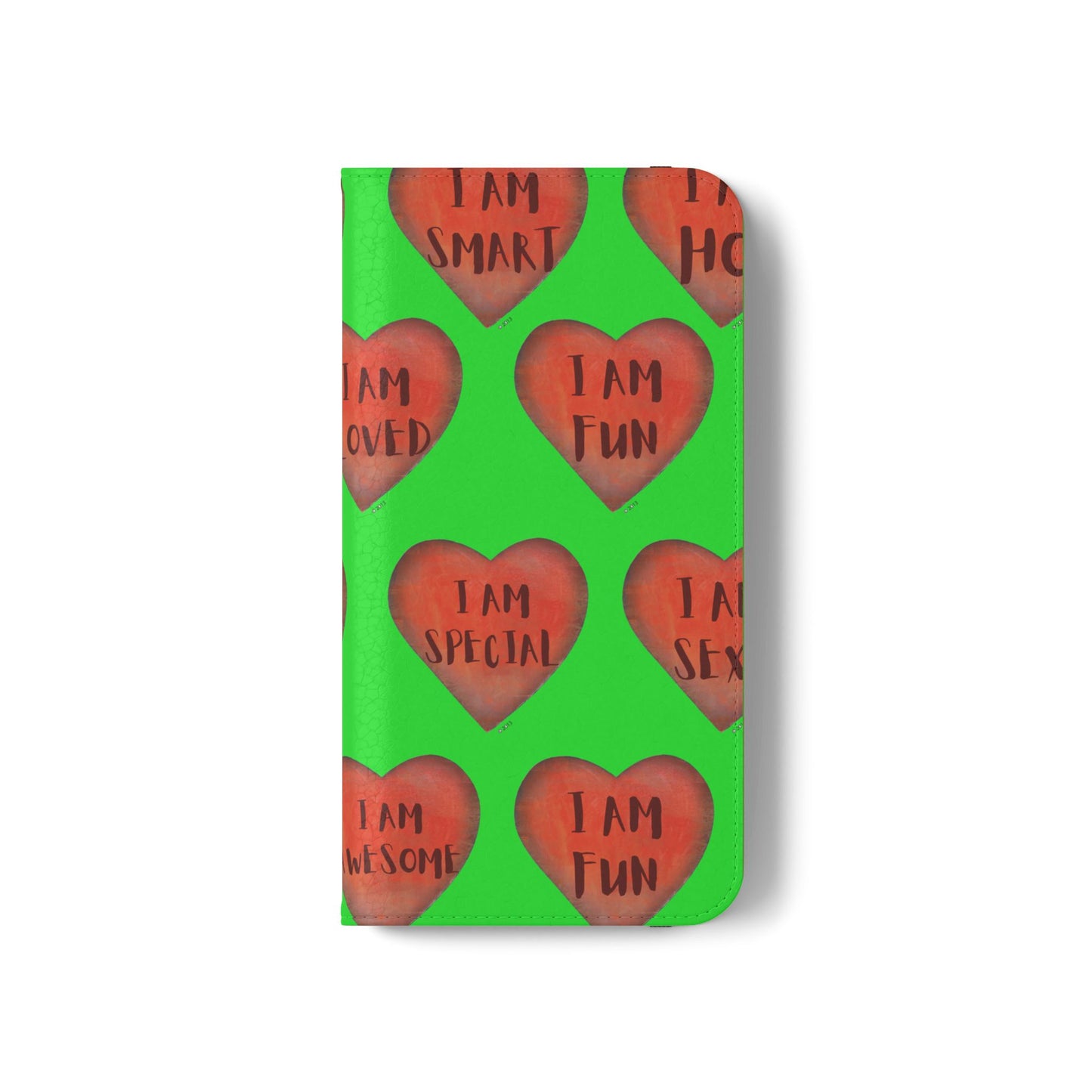 Phone Flip Cases - Wallet Phone case - Green flip phone case - Heart Phone case - Love Gift - iphone wallet - Samsung Wallet