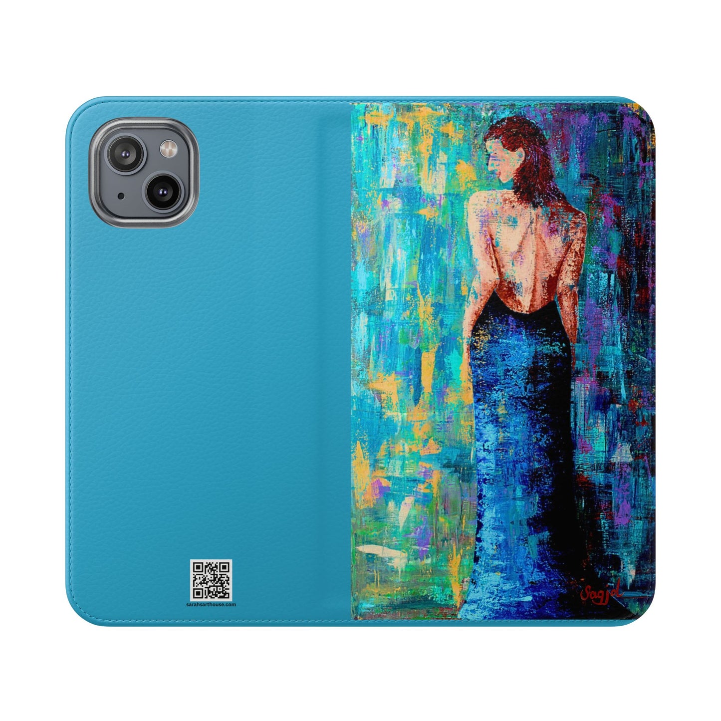 Phone Case - Flip style phone case - Wallet phone Case - Original Art phone case - Lady in Blue Art