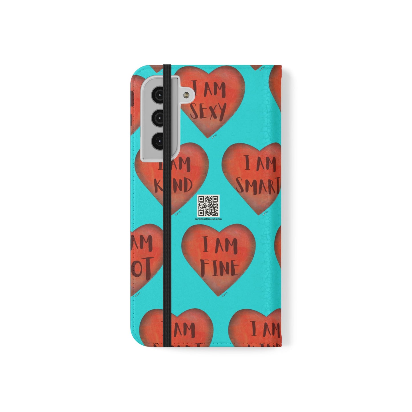 Phone Flip Cases - Wallet Phone case - Turquoise flip phone case - Heart Phone case - Love Gift - iphone wallet - Samsung Wallet